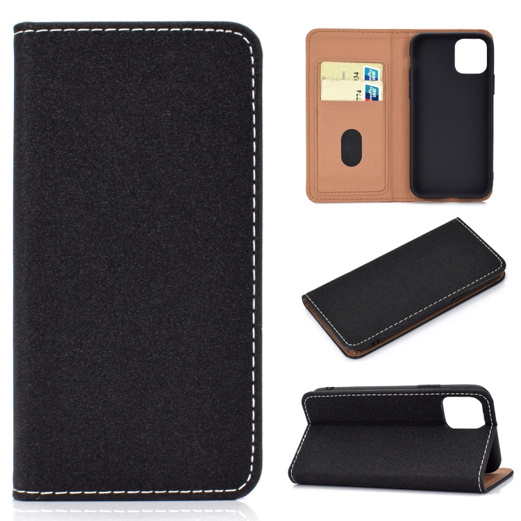For iPhone 11 Pro Solid Color Frosted Magnetic Horizontal Flip Leather Case with Card Slots & Holder