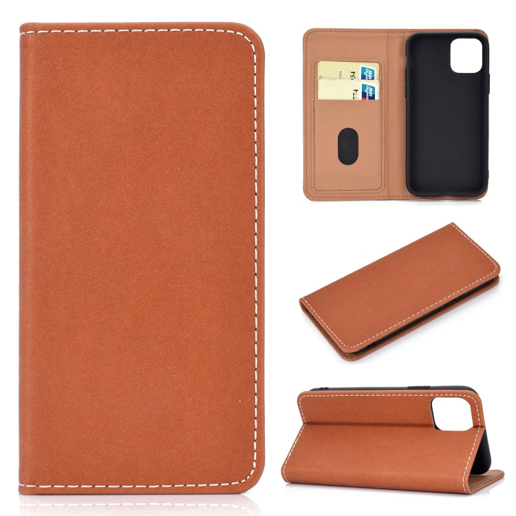For iPhone 11 Pro Solid Color Frosted Magnetic Horizontal Flip Leather Case with Card Slots & Holder