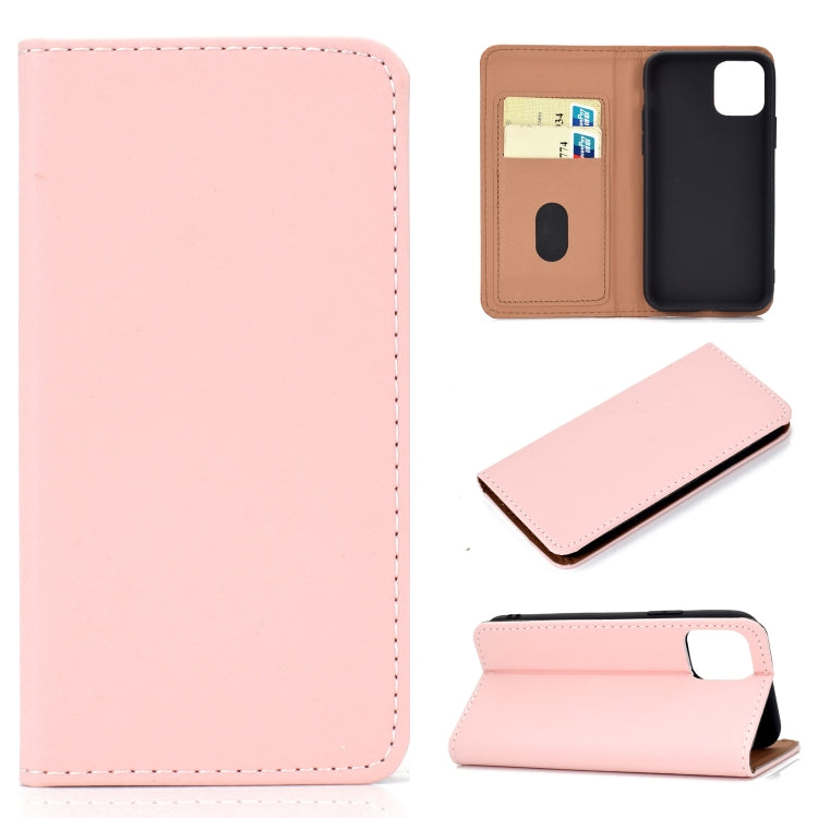 For iPhone 11 Solid Color Frosted Magnetic Horizontal Flip Leather Case with Card Slots & Holder