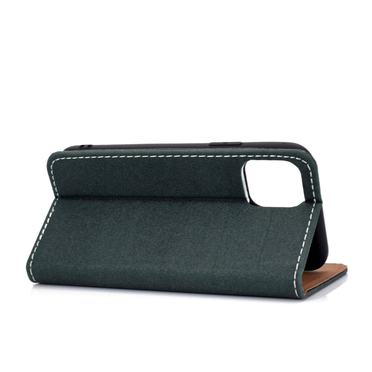 For iPhone 11 Solid Color Frosted Magnetic Horizontal Flip Leather Case with Card Slots & Holder