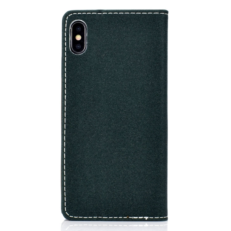 For iPhone X / XS Solid Color Frosted Magnetic Horizontal Flip Leather Case with Card Slots & Holder