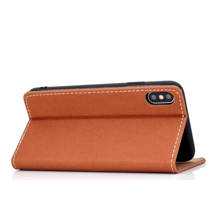 For iPhone X / XS Solid Color Frosted Magnetic Horizontal Flip Leather Case with Card Slots & Holder