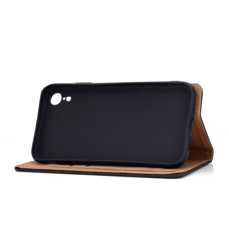 For iPhone XR Solid Color Frosted Magnetic Horizontal Flip Leather Case with Card Slots & Holder