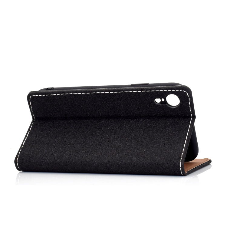 For iPhone XR Solid Color Frosted Magnetic Horizontal Flip Leather Case with Card Slots & Holder