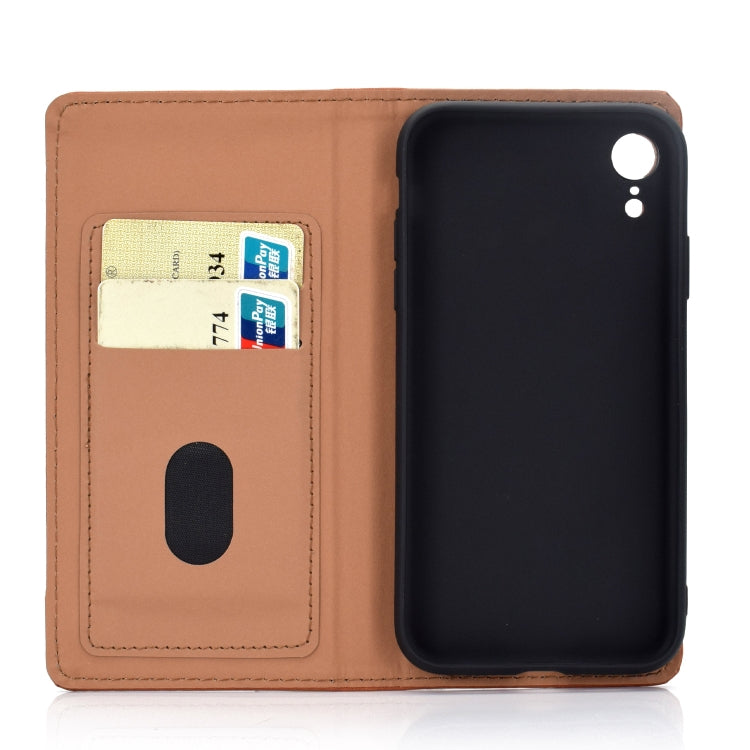 For iPhone XR Solid Color Frosted Magnetic Horizontal Flip Leather Case with Card Slots & Holder