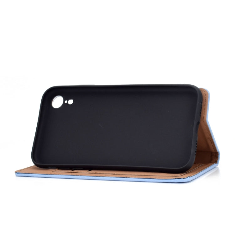 For iPhone XR Solid Color Frosted Magnetic Horizontal Flip Leather Case with Card Slots & Holder