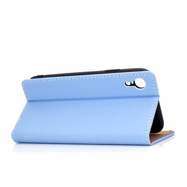 For iPhone XR Solid Color Frosted Magnetic Horizontal Flip Leather Case with Card Slots & Holder