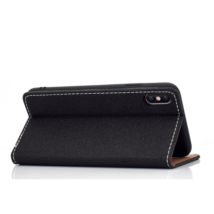 For iPhone XS Max Solid Color Frosted Magnetic Horizontal Flip Leather Case with Card Slots & Holder