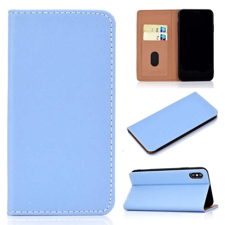 For iPhone XS Max Solid Color Frosted Magnetic Horizontal Flip Leather Case with Card Slots & Holder