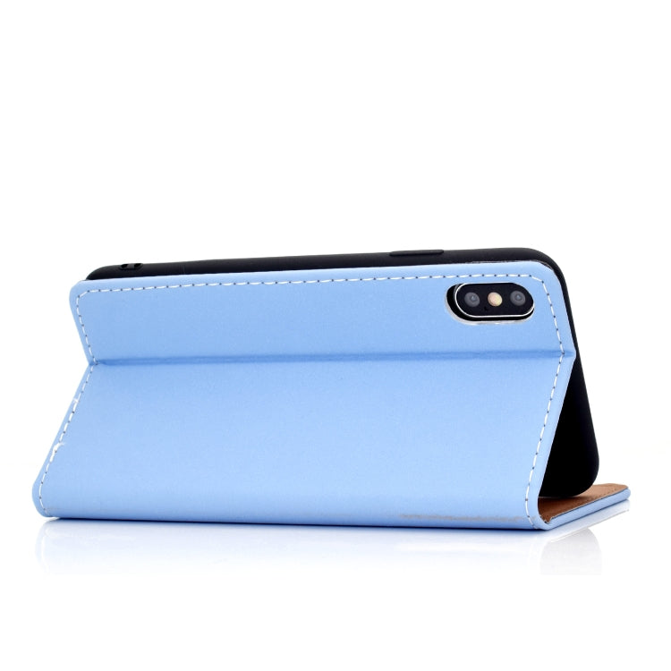 For iPhone XS Max Solid Color Frosted Magnetic Horizontal Flip Leather Case with Card Slots & Holder