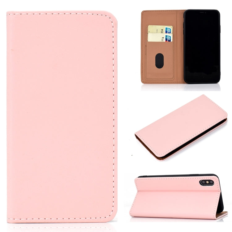 For iPhone XS Max Solid Color Frosted Magnetic Horizontal Flip Leather Case with Card Slots & Holder
