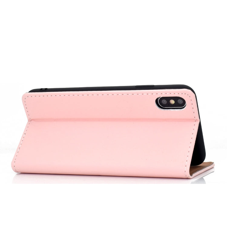 For iPhone XS Max Solid Color Frosted Magnetic Horizontal Flip Leather Case with Card Slots & Holder