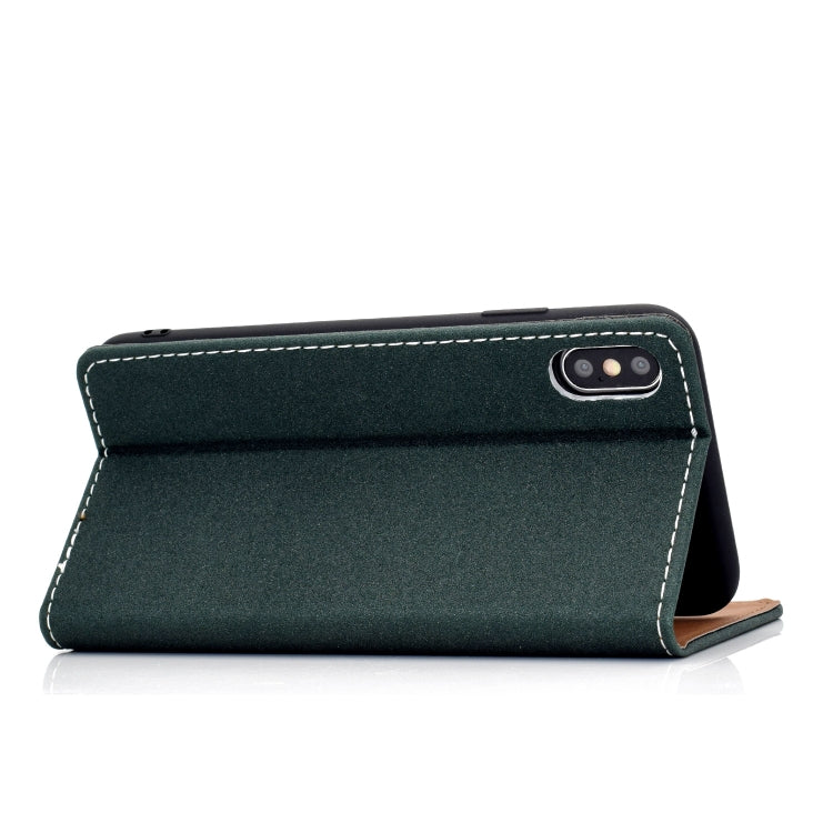 For iPhone XS Max Solid Color Frosted Magnetic Horizontal Flip Leather Case with Card Slots & Holder