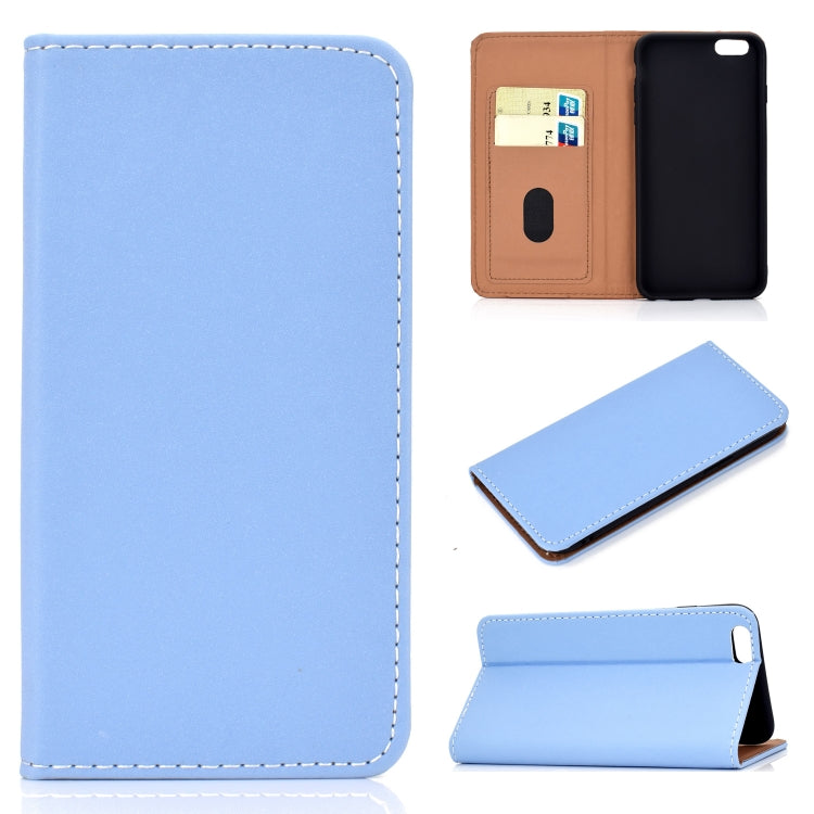 For iPhone 6 Plus Solid Color Frosted Magnetic Horizontal Flip Leather Case with Card Slots & Holder