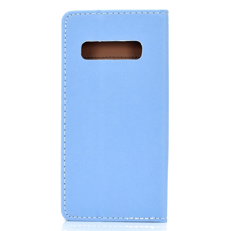For Galaxy S10 Solid Color Frosted Magnetic Horizontal Flip Leather Case with Card Slots & Holder