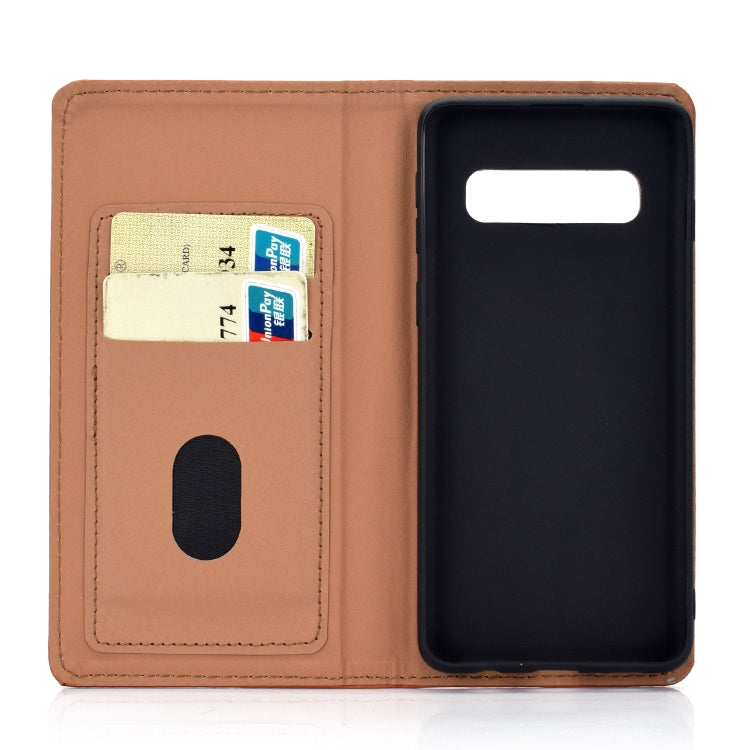 For Galaxy S10 Solid Color Frosted Magnetic Horizontal Flip Leather Case with Card Slots & Holder