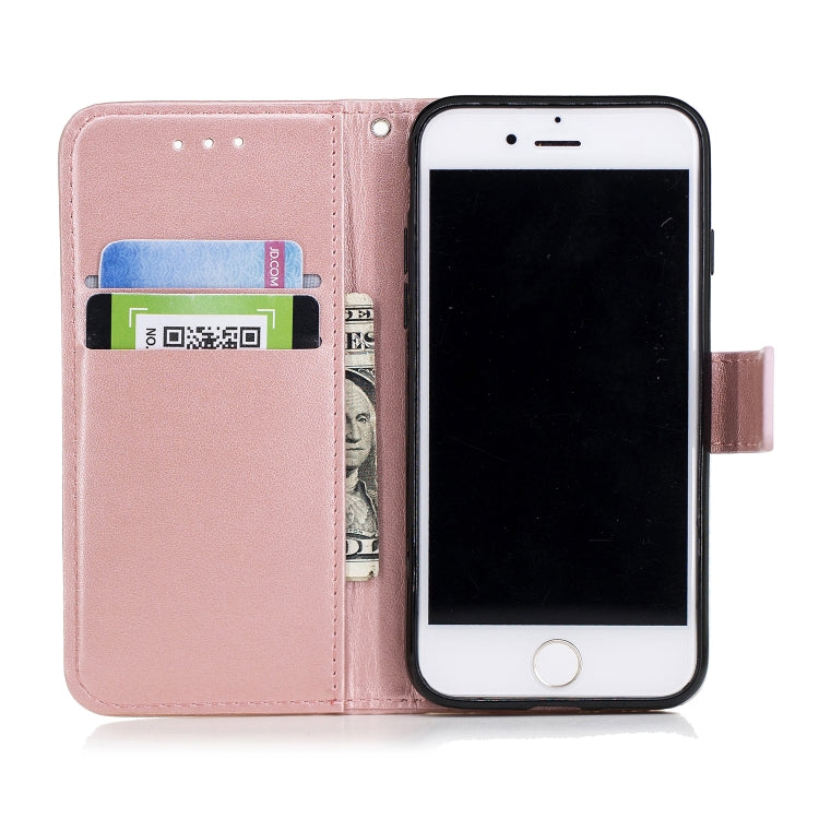 For iPhone SE 2022 / SE 2020 Diamond Encrusted Plum Blossom Embossing Pattern Horizontal Flip Leather Case with Holder & Card Slots & Wallet & Lanyard