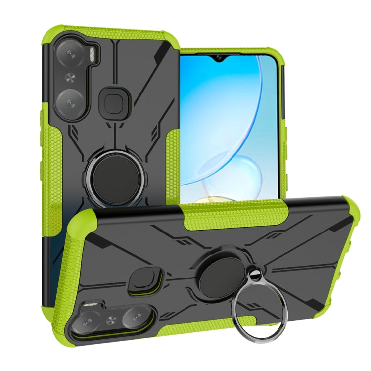 For Infinix Hot 12 Pro Armor Bear Shockproof PC + TPU Phone Case with Ring Holder