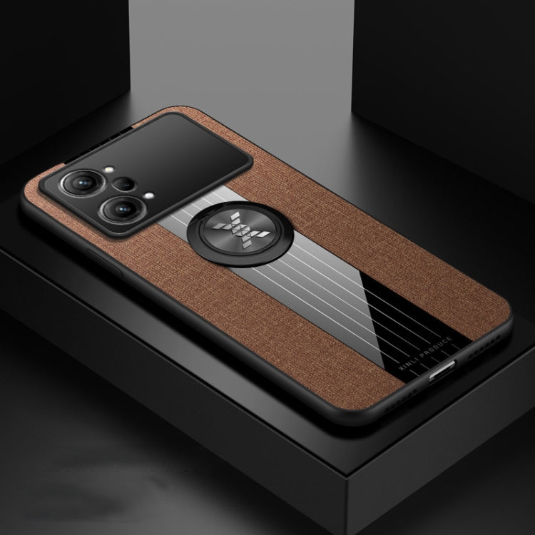 For OPPO K10 Pro XINLI Stitching Cloth Textue TPU Phone Case with Ring Holder