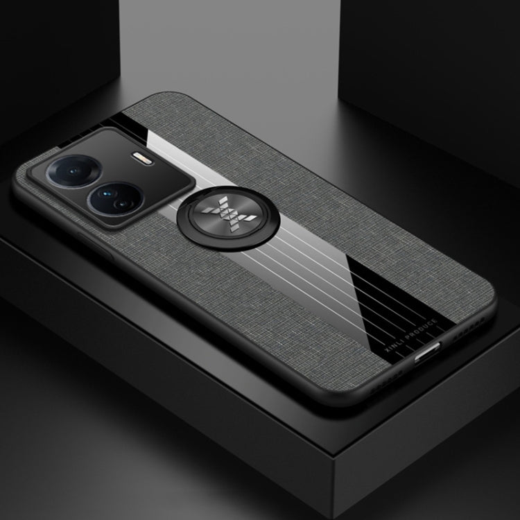 For vivo S15e XINLI Stitching Cloth Textue TPU Phone Case with Ring Holder