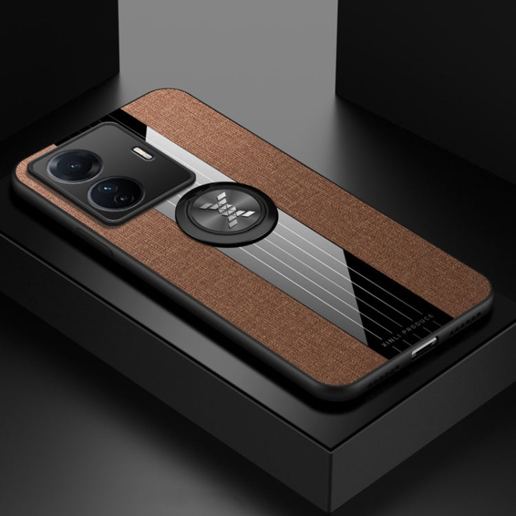 For vivo S15e XINLI Stitching Cloth Textue TPU Phone Case with Ring Holder