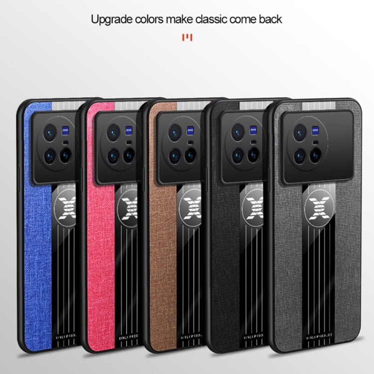 For vivo X80 XINLI Stitching Cloth Textue TPU Phone Case with Ring Holder