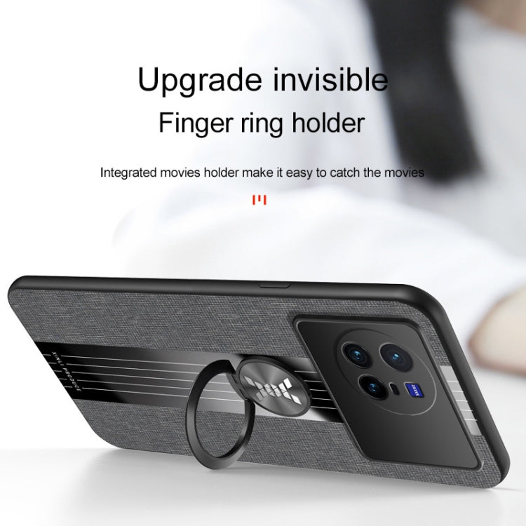 For vivo X80 XINLI Stitching Cloth Textue TPU Phone Case with Ring Holder