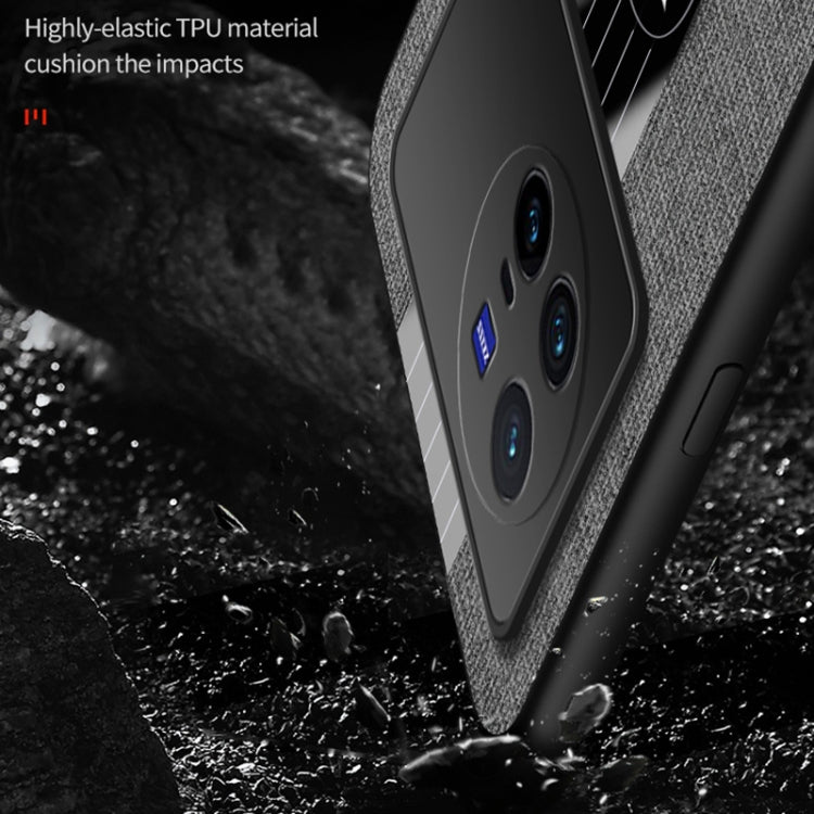 For vivo X80 XINLI Stitching Cloth Textue TPU Phone Case with Ring Holder
