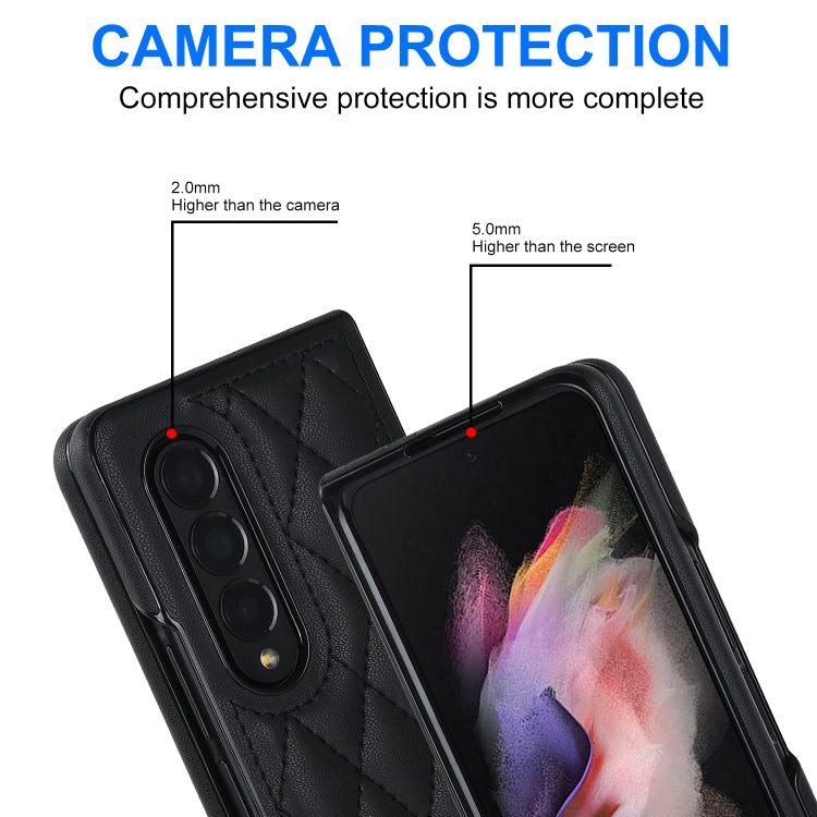 For Samsung Galaxy Z Fold4 Rhombic Microfiber Folding Phone Case