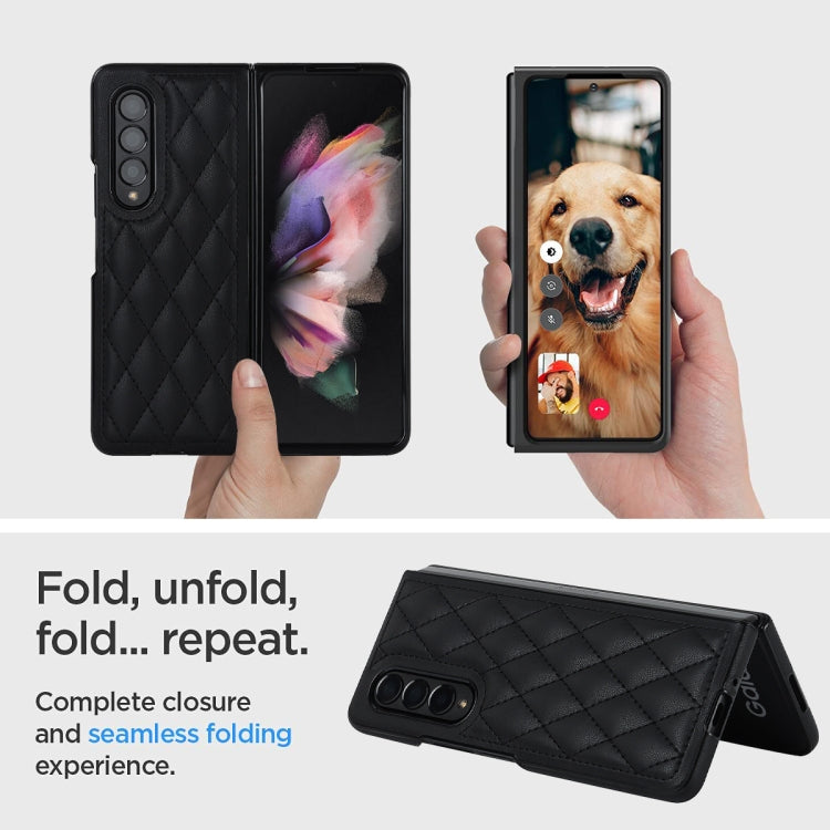 For Samsung Galaxy Z Fold4 Rhombic Microfiber Folding Phone Case