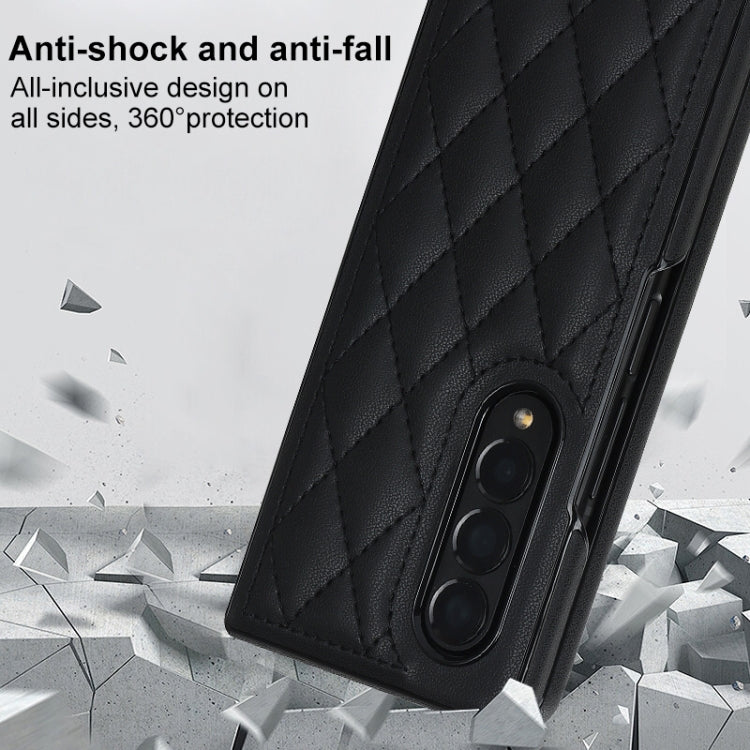 For Samsung Galaxy Z Fold4 Rhombic Microfiber Folding Phone Case