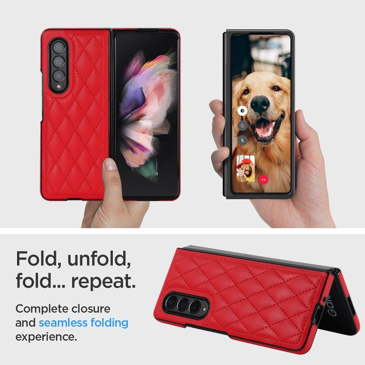 For Samsung Galaxy Z Fold4 Rhombic Microfiber Folding Phone Case