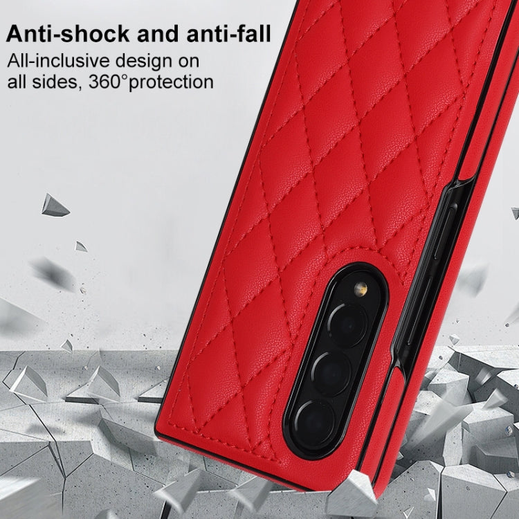 For Samsung Galaxy Z Fold4 Rhombic Microfiber Folding Phone Case