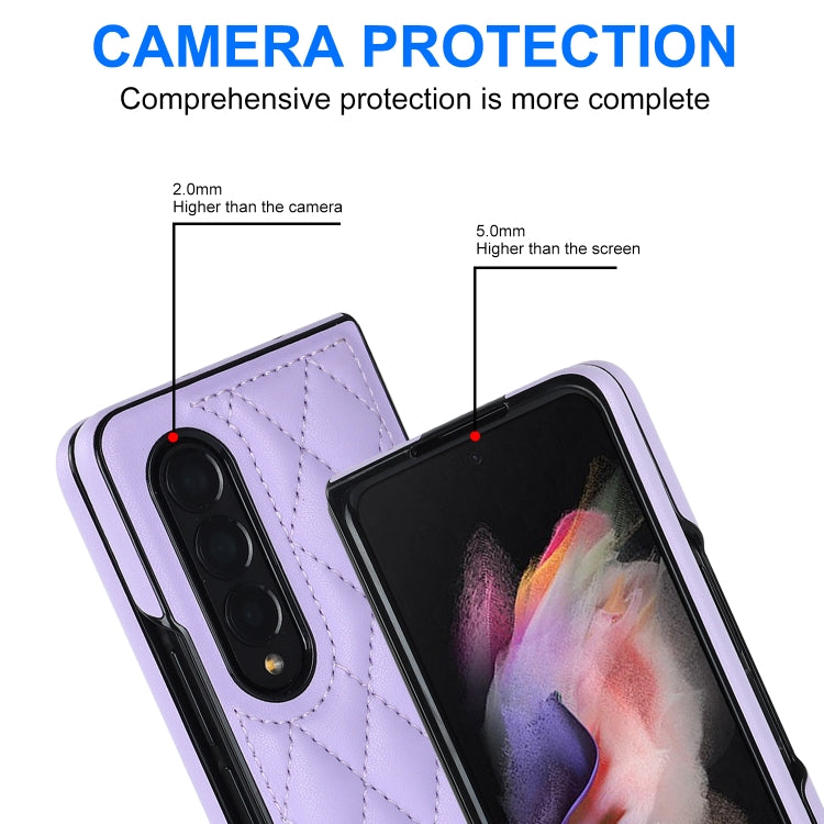 For Samsung Galaxy Z Fold4 Rhombic Microfiber Folding Phone Case