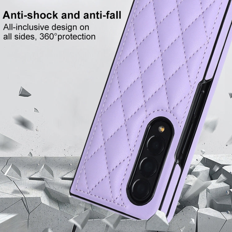 For Samsung Galaxy Z Fold4 Rhombic Microfiber Folding Phone Case