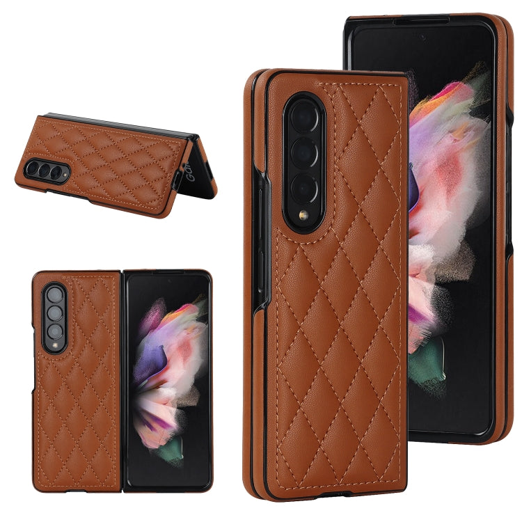 For Samsung Galaxy Z Fold4 Rhombic Microfiber Folding Phone Case