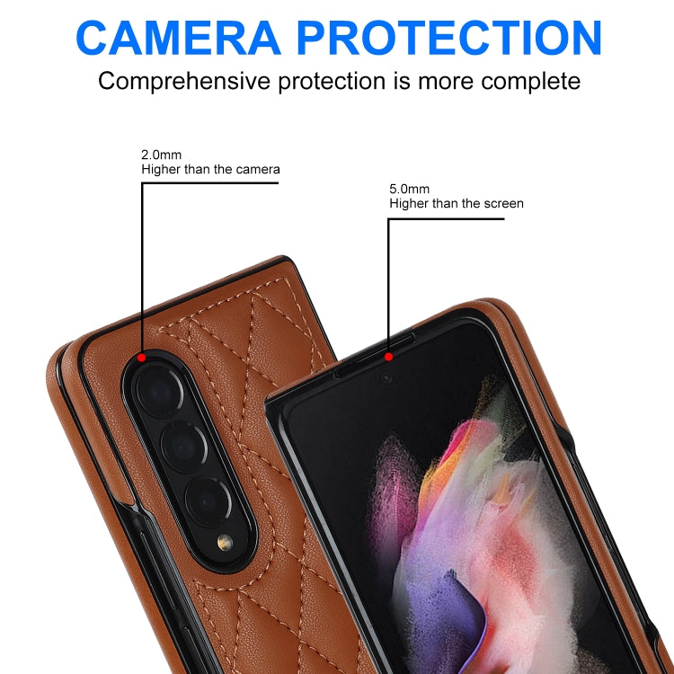 For Samsung Galaxy Z Fold4 Rhombic Microfiber Folding Phone Case