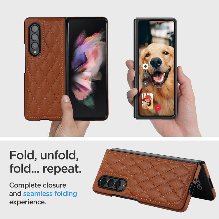 For Samsung Galaxy Z Fold4 Rhombic Microfiber Folding Phone Case