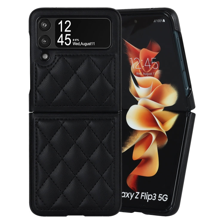 For Samsung Galaxy Z Flip4 Rhombic Microfiber Folding Phone Case