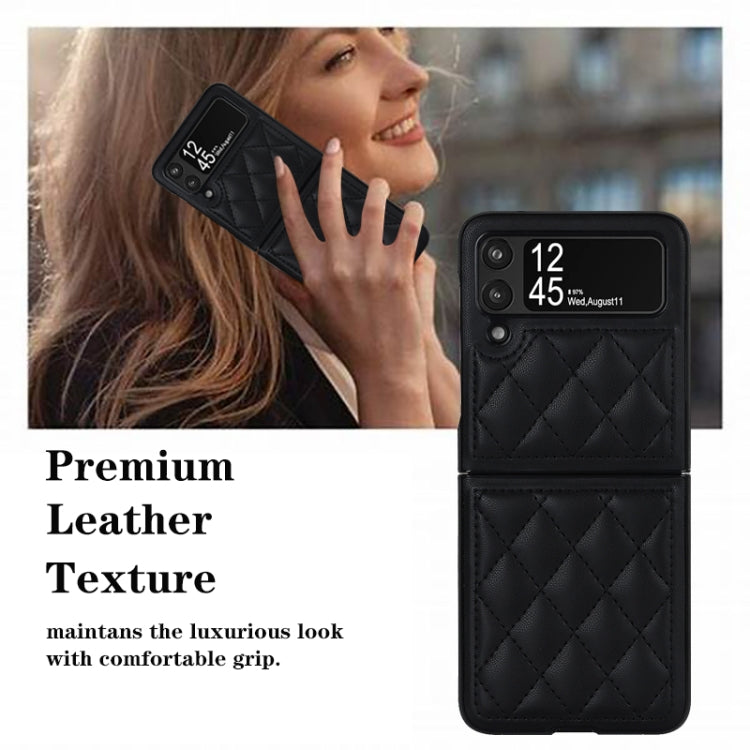 For Samsung Galaxy Z Flip4 Rhombic Microfiber Folding Phone Case