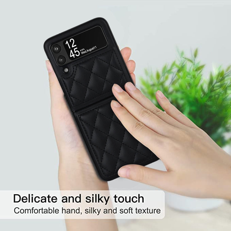 For Samsung Galaxy Z Flip4 Rhombic Microfiber Folding Phone Case