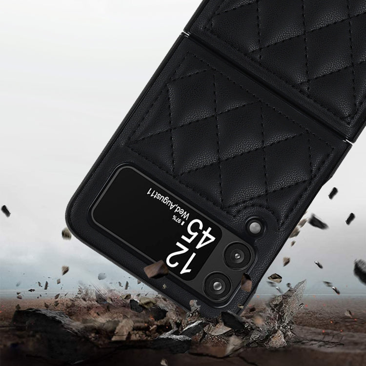 For Samsung Galaxy Z Flip4 Rhombic Microfiber Folding Phone Case