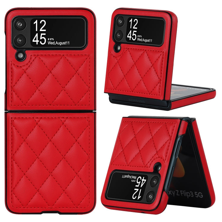 For Samsung Galaxy Z Flip4 Rhombic Microfiber Folding Phone Case
