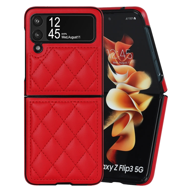 For Samsung Galaxy Z Flip4 Rhombic Microfiber Folding Phone Case