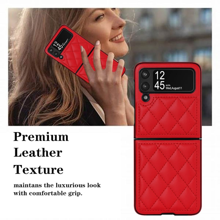 For Samsung Galaxy Z Flip4 Rhombic Microfiber Folding Phone Case