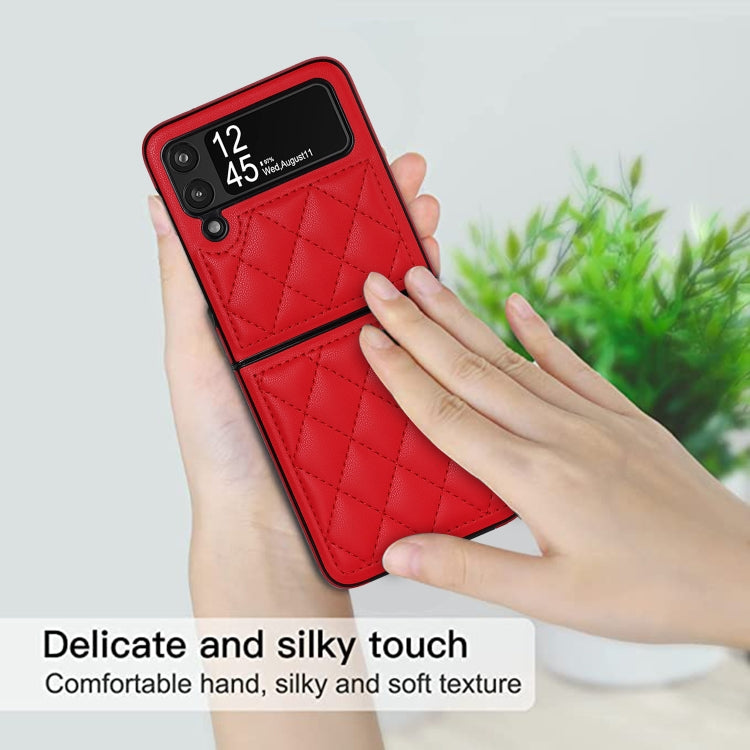 For Samsung Galaxy Z Flip4 Rhombic Microfiber Folding Phone Case