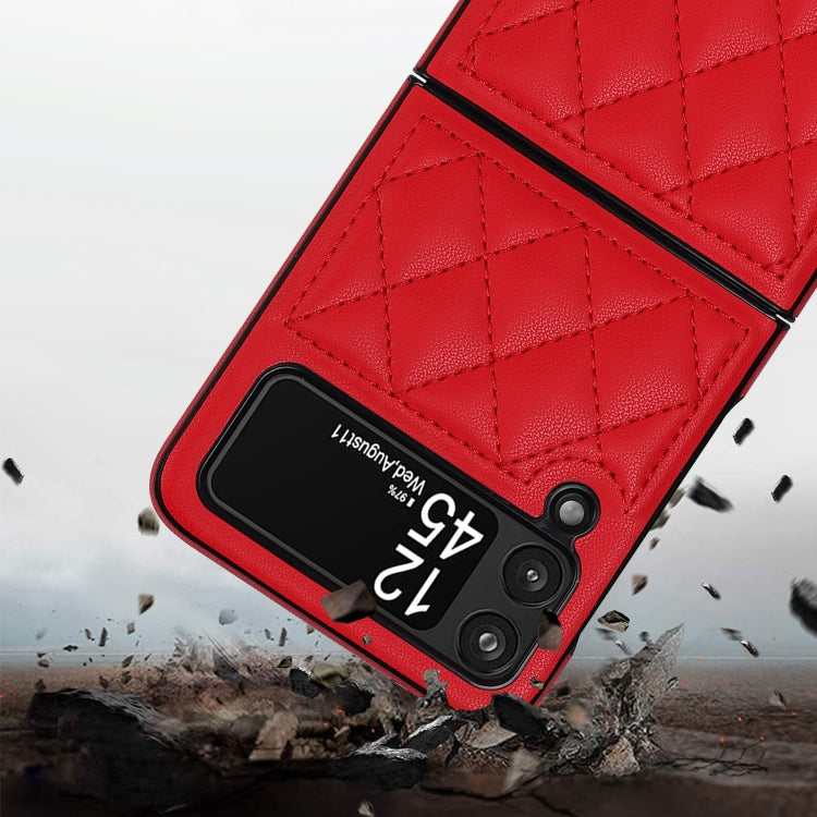 For Samsung Galaxy Z Flip4 Rhombic Microfiber Folding Phone Case
