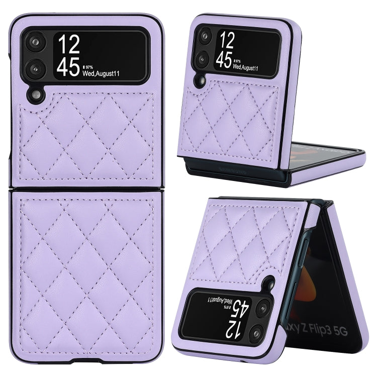 For Samsung Galaxy Z Flip4 Rhombic Microfiber Folding Phone Case
