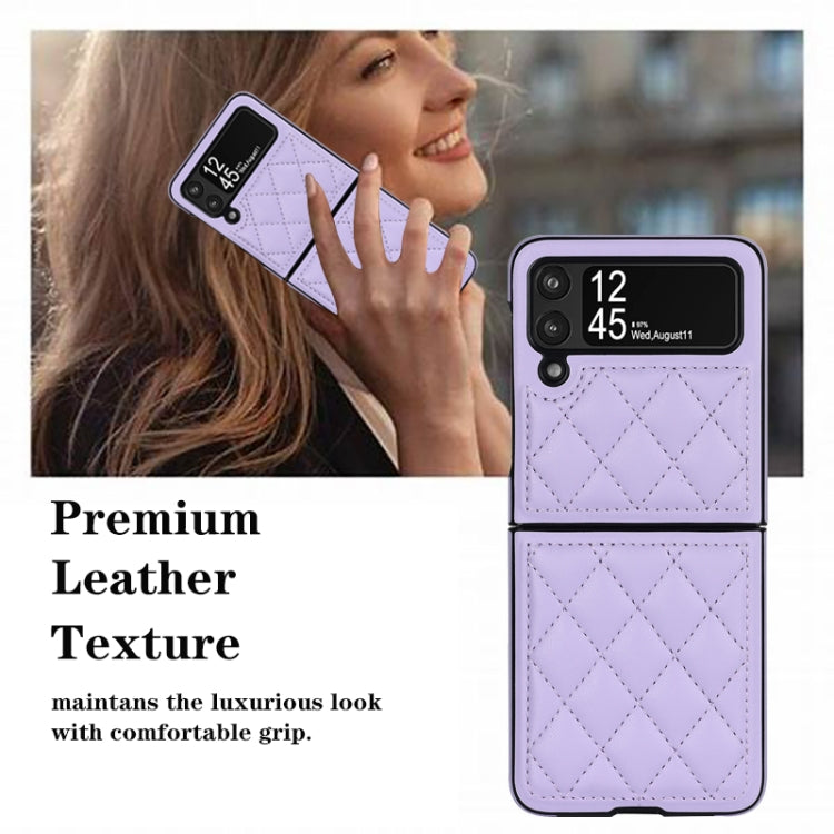 For Samsung Galaxy Z Flip4 Rhombic Microfiber Folding Phone Case