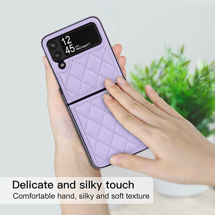 For Samsung Galaxy Z Flip4 Rhombic Microfiber Folding Phone Case